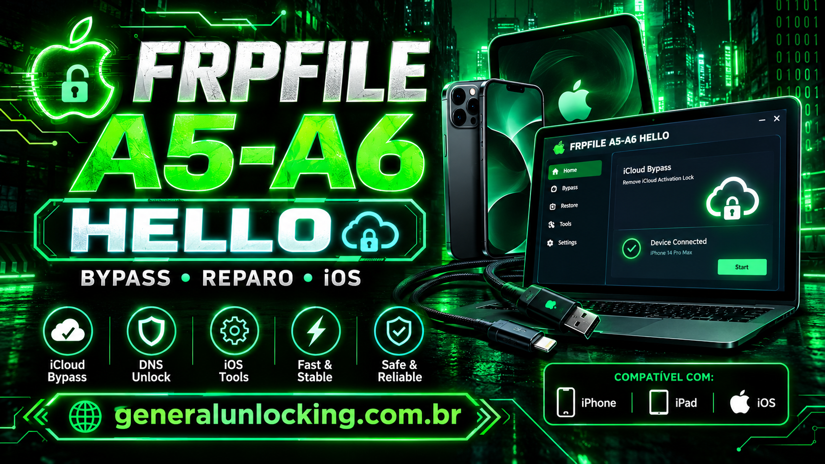 FRPFILE A5 - A6 Activator Supported iPhone 4 / 4S / 5 / 5c, iPad 2 / 3 / 4 / mini 1, iPod touch 5 - Windows Tool